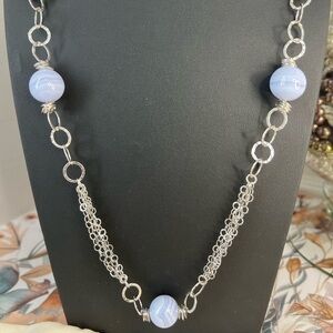 Makuti Sterling Silver Agate Necklace w/Matching Bracelet D4